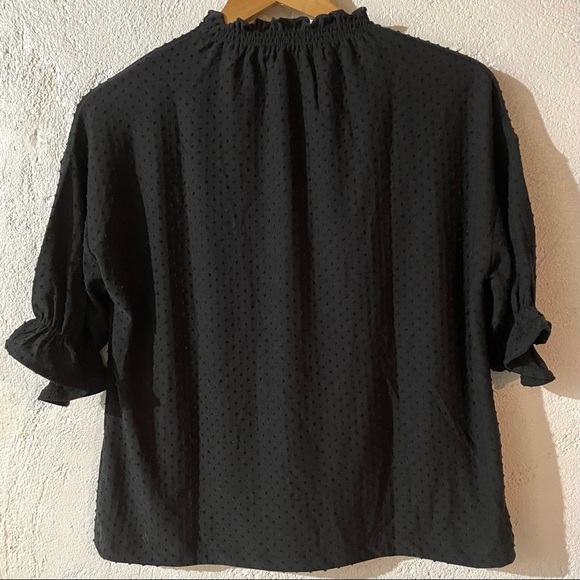 Madewell’s Texture & Thread Clip Dot Ruffle Top (Black) - Picture 2 of 4